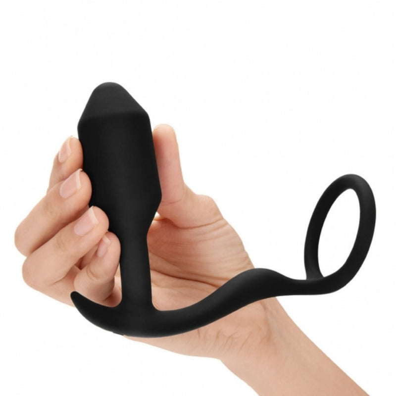 B-Vibe Snug & Tug Two-in-One Penis Ring And Weighted Butt Plug