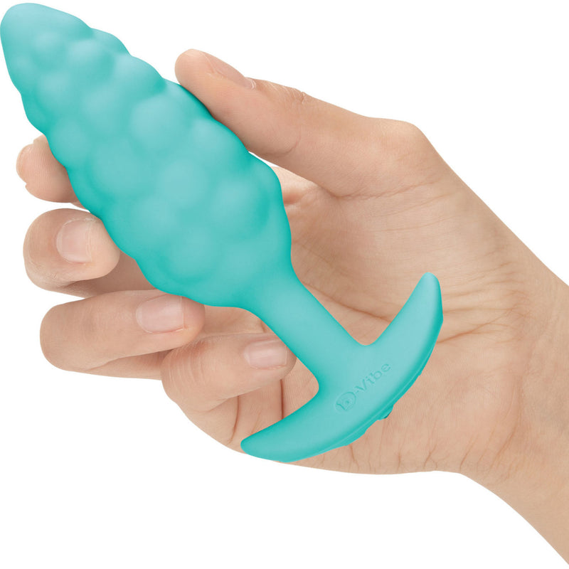 B-Vibe Textured Vibrating Butt Plug Bump Mint or Swirl Orange