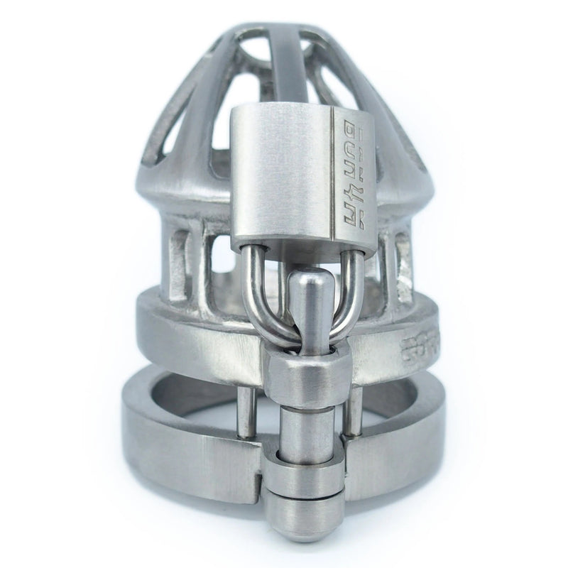 BON4M High Quality Stainless Steel Chastity Cock Cage Small-Medium Size with 7 Hinged Rings [Limited Time Offer]