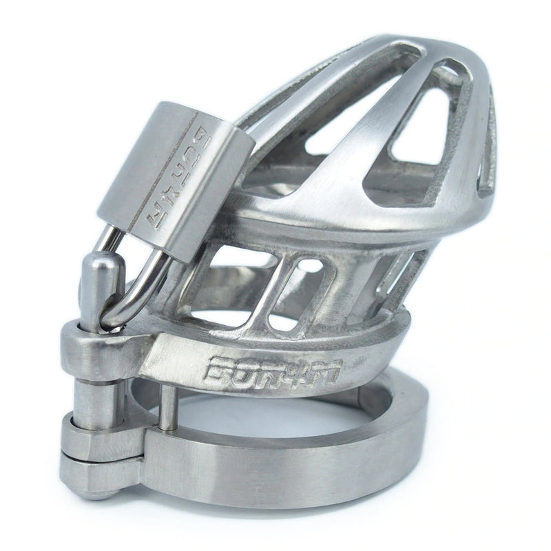 BON4M High Quality Stainless Steel Chastity Cock Cage Small-Medium Size with 7 Hinged Rings [Limited Time Offer]