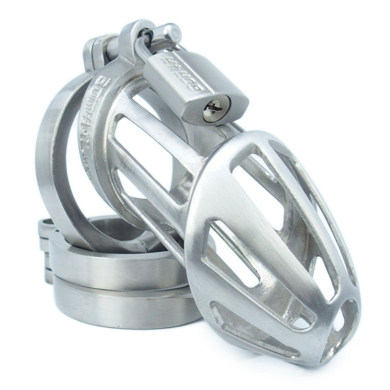 BON4ML High Quality Stainless Steel Chastity Cock Cage Large With 7 Sizes Hinged Rings