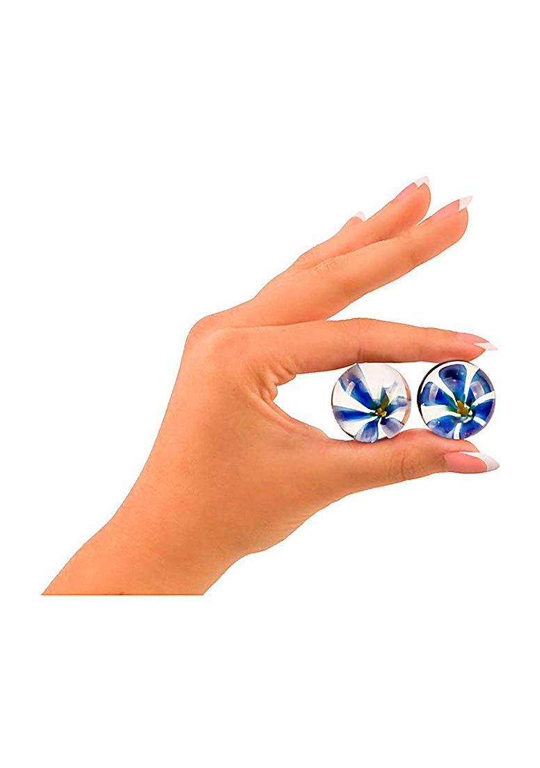 TLC Cyberglass Ben Wa Balls Blue Blossom or Yellow Blossom [Clearance*]