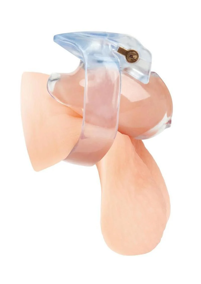 Blue Line Small Dick Acrylic Mini Chastity Cage