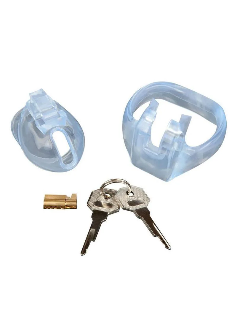 Blue Line Small Dick Acrylic Mini Chastity Cage