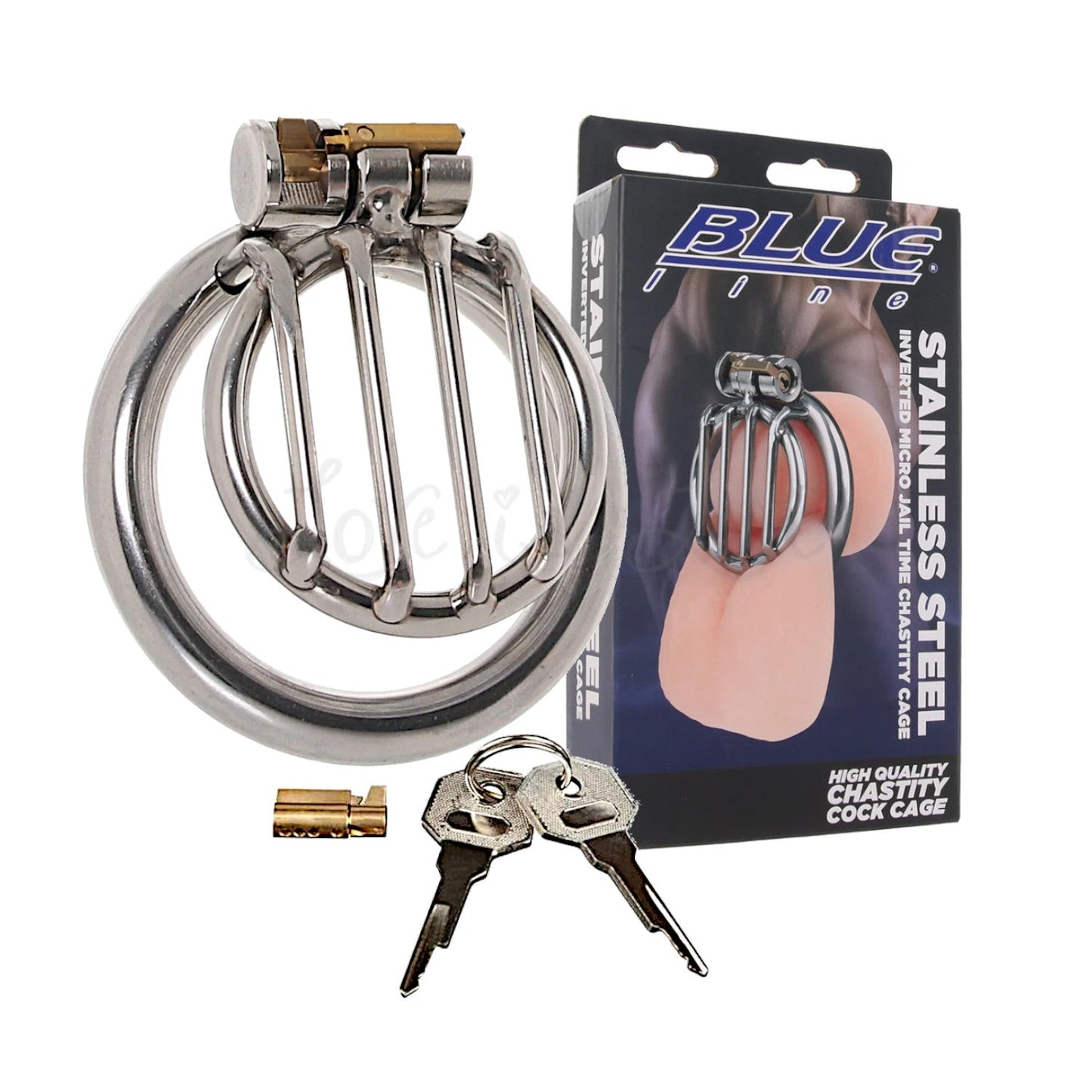 Blue Line Stainless Steel Inverted Micro Jail Time Chastity Cage