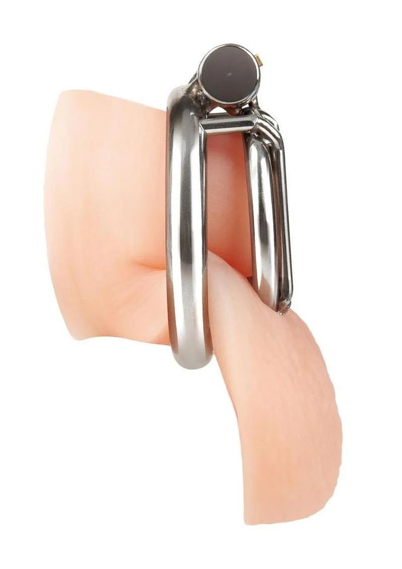 Blue Line Stainless Steel Inverted Micro Jail Time Chastity Cage