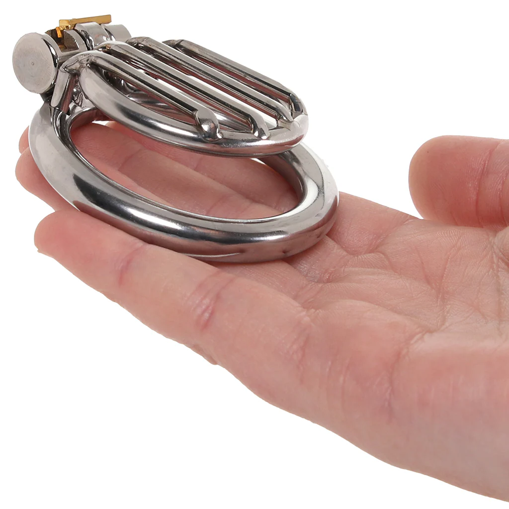 Blue Line Stainless Steel Inverted Micro Jail Time Chastity Cage