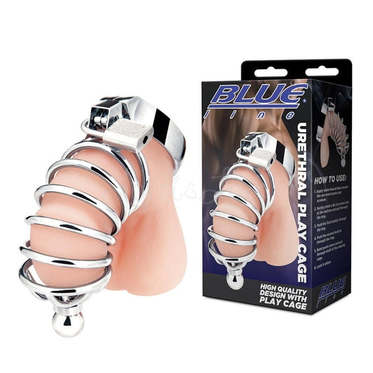 Blueline Urethral Play Chastity Cock Cage