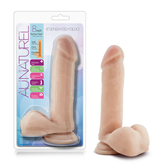Blush Au Naturel 8 inch Posable Dual Density Suction Cup Dildo with Balls