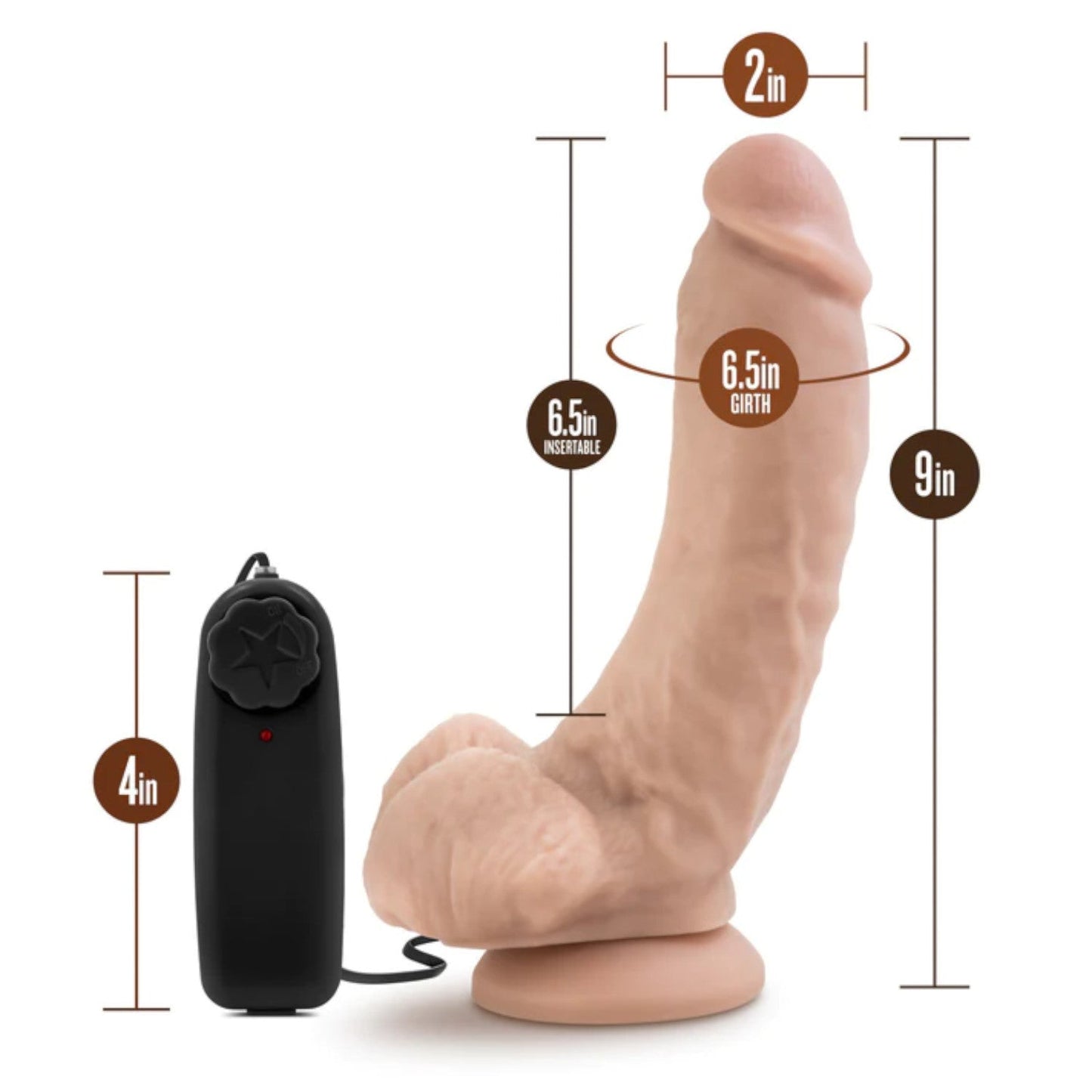 Blush Coverboy Tennis Champ Vibrating 9 Inch Dildo Beige (Brand New Packaging)
