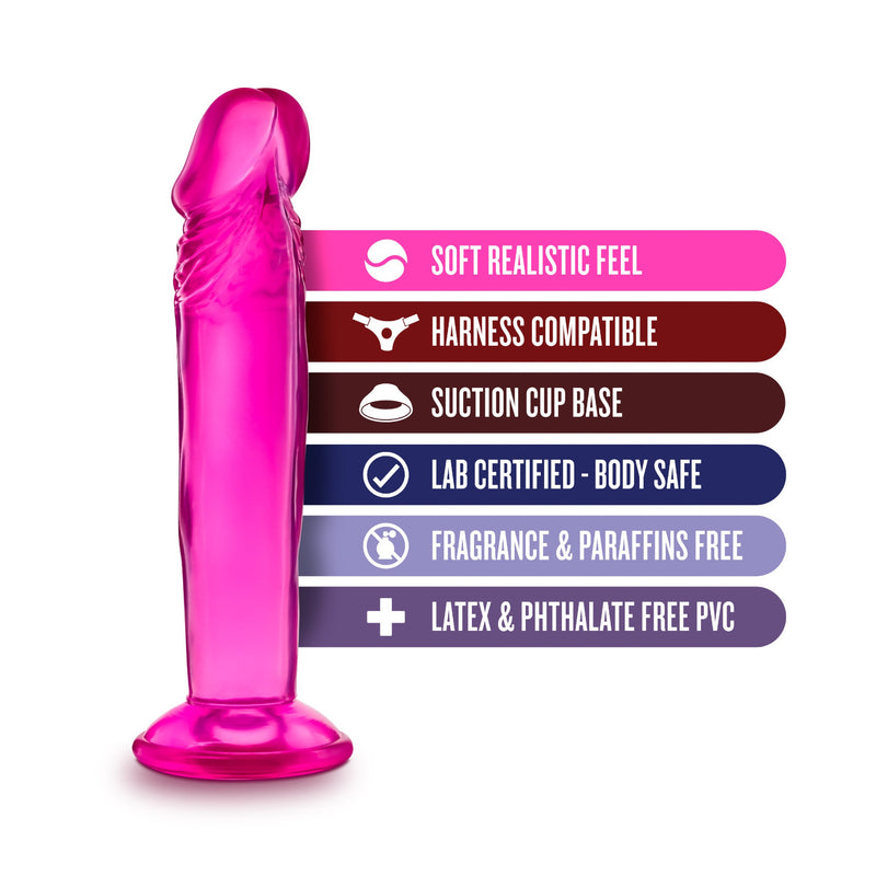 B Yours Sweet N' Small 6 Inch Realistic Dildo with Suction Cup - Pink or Purple