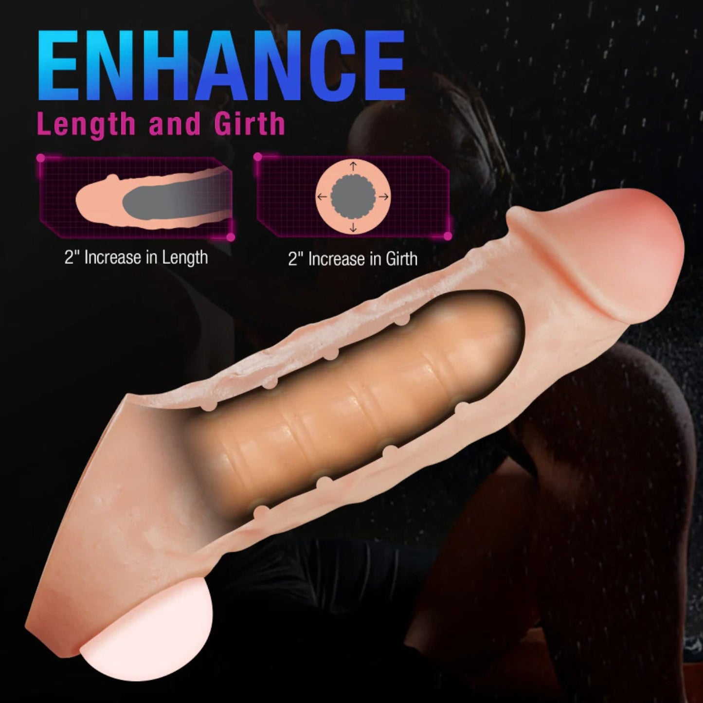 Blush Performance Plus Intrepid 9.25 Inch Silicone Penis Xtender Sleeve Extends By 2" and 2" Thicker