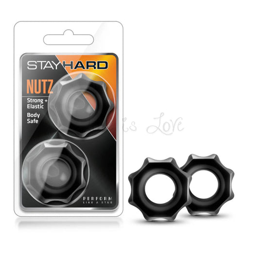 Blush Stay Hard Nutz Cockring 2-Pack Black