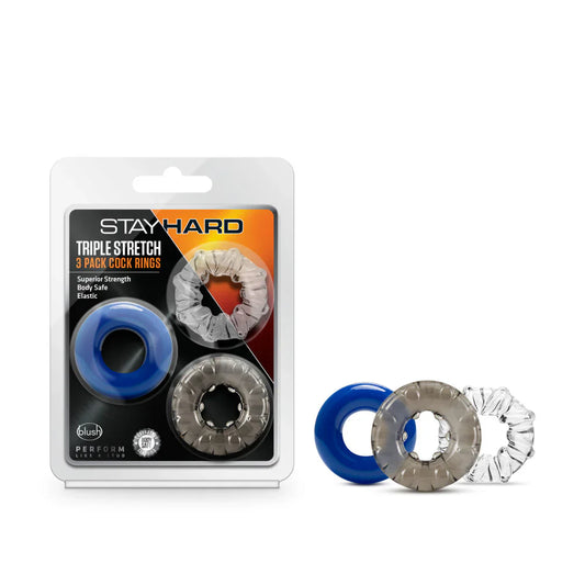 Blush Stay Hard Triple Stretch 3 Pack Cock Rings