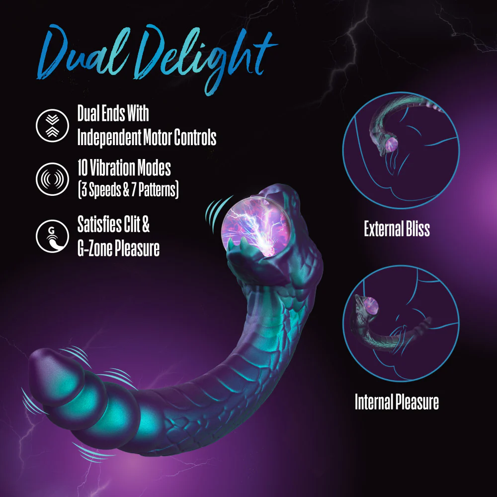 Blush Temptasia Rattle Snake Dual-Ended Vibrator With Mystical Plasma Globe - Dark Millenia