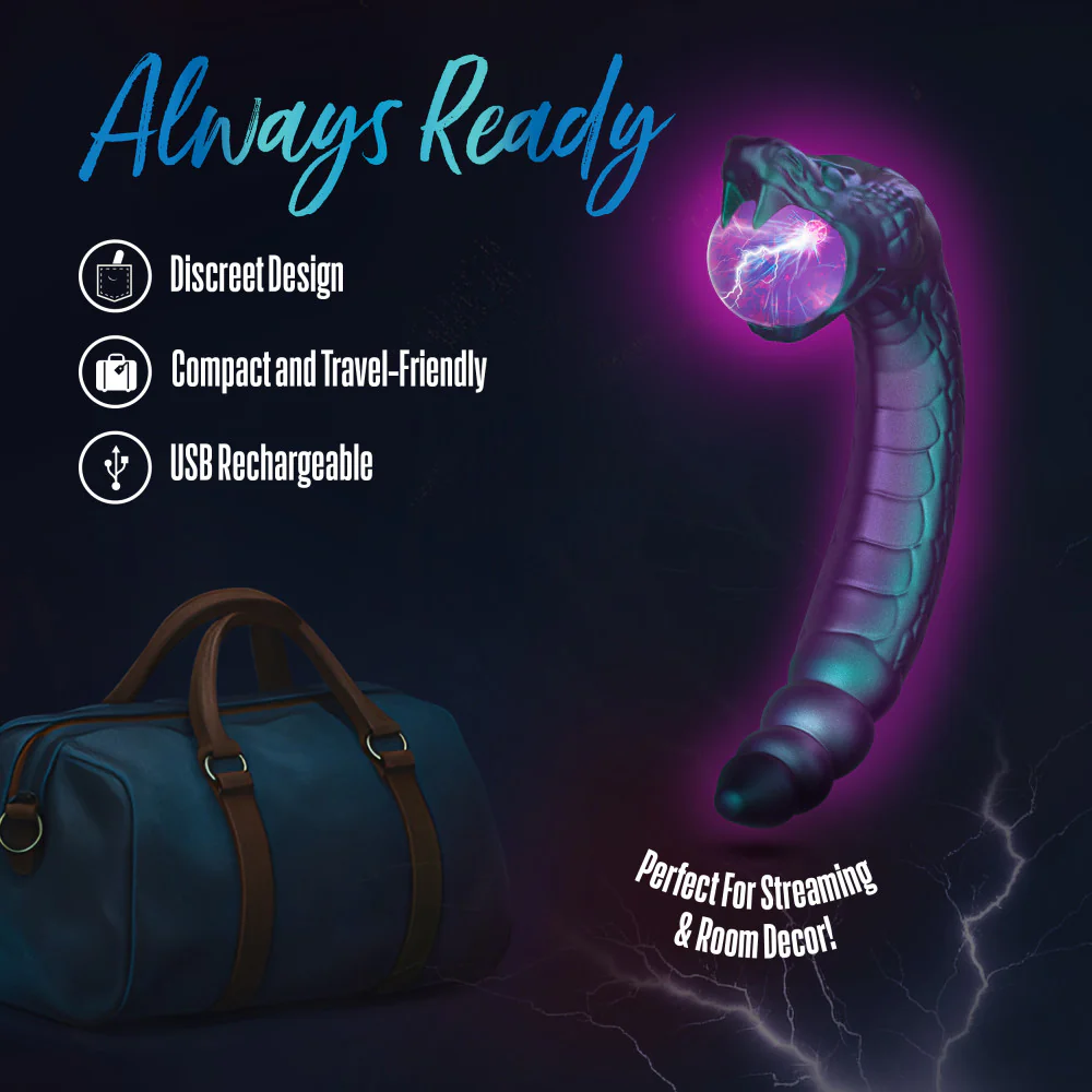 Blush Temptasia Rattle Snake Dual-Ended Vibrator With Mystical Plasma Globe - Dark Millenia
