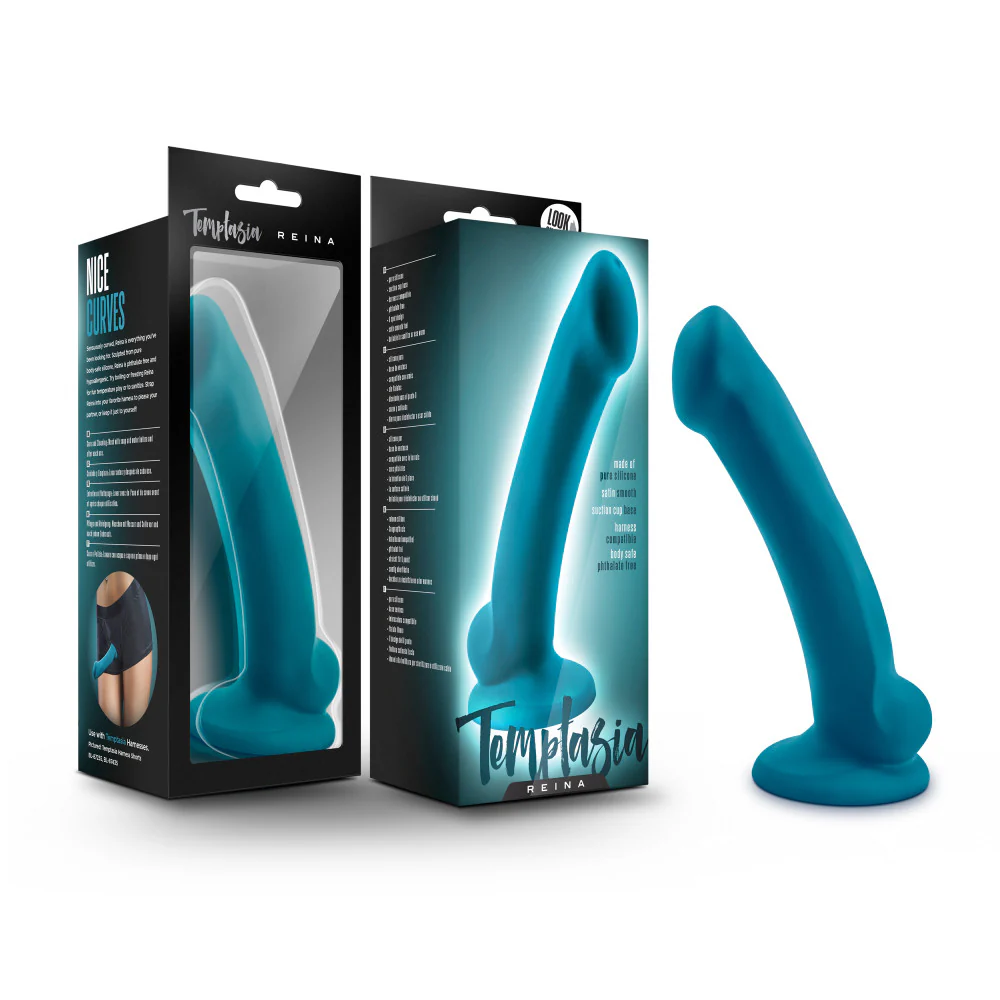 Blush Temptasia Reina 7-Inch Silicone G-Spot Dildo with Suction Base - Teal