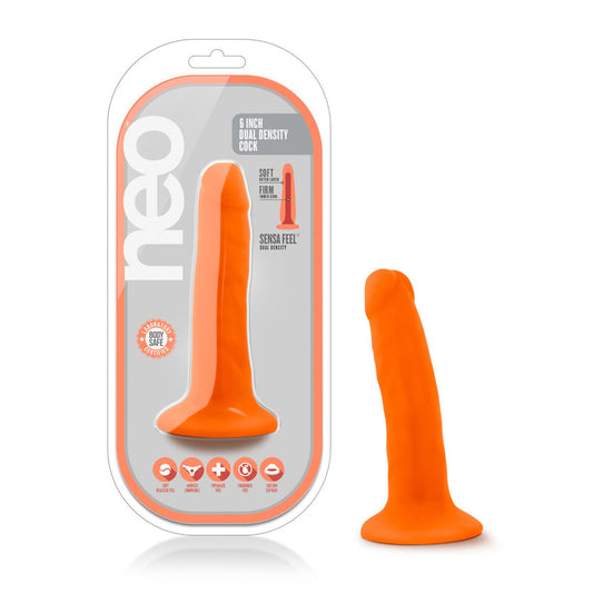 Blush Neo Dual Density Cock 6 Inch Neon Orange