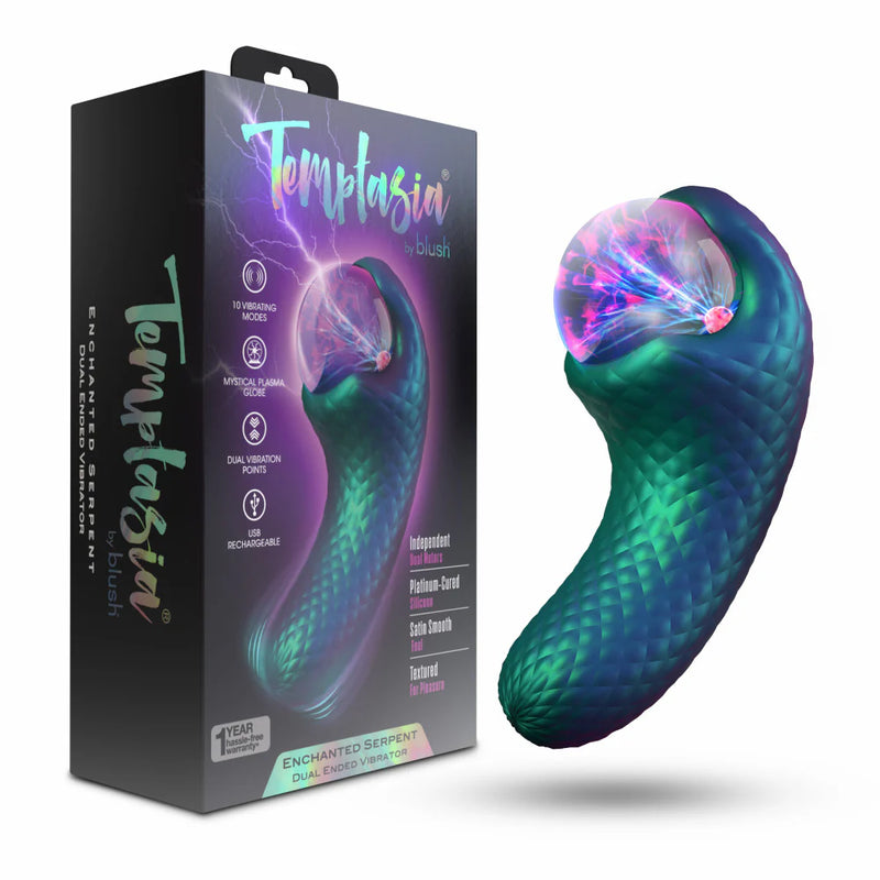 Blush Temptasia Enchanted Serpent Dual Ended Vibrator With Plasma Glob