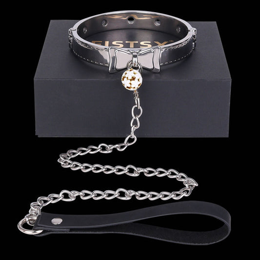 Bound Grace Stainless Steel Silver Bowtie Collar with Lead and Bell [Limited Time Offer]