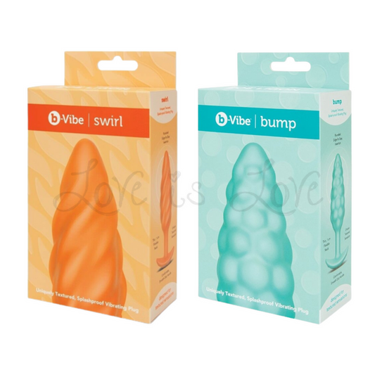 B-Vibe Textured Vibrating Butt Plug Bump Mint or Swirl Orange