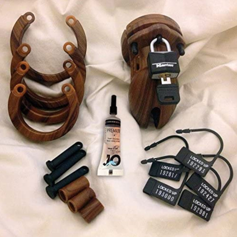 CB-X CB-6000S Wood Male Chastity Cock Cage Kit 2.5 Inch