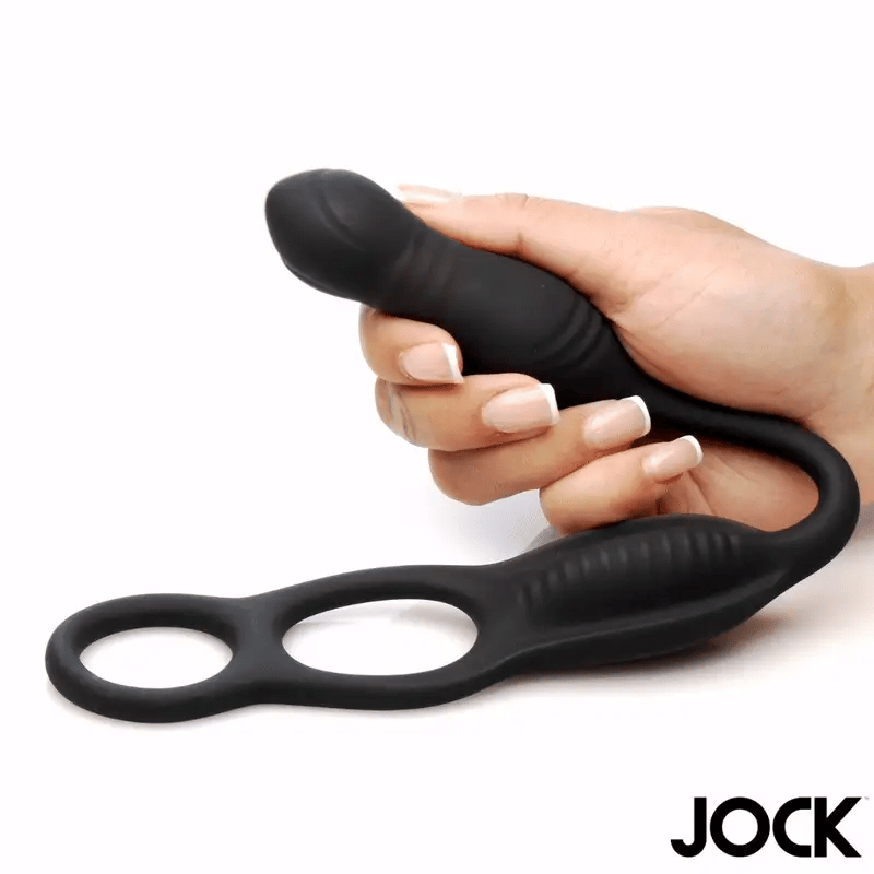Curve Toys JOCK Hyper Thrusting & Vibrating Anal Plug with C-Ring
