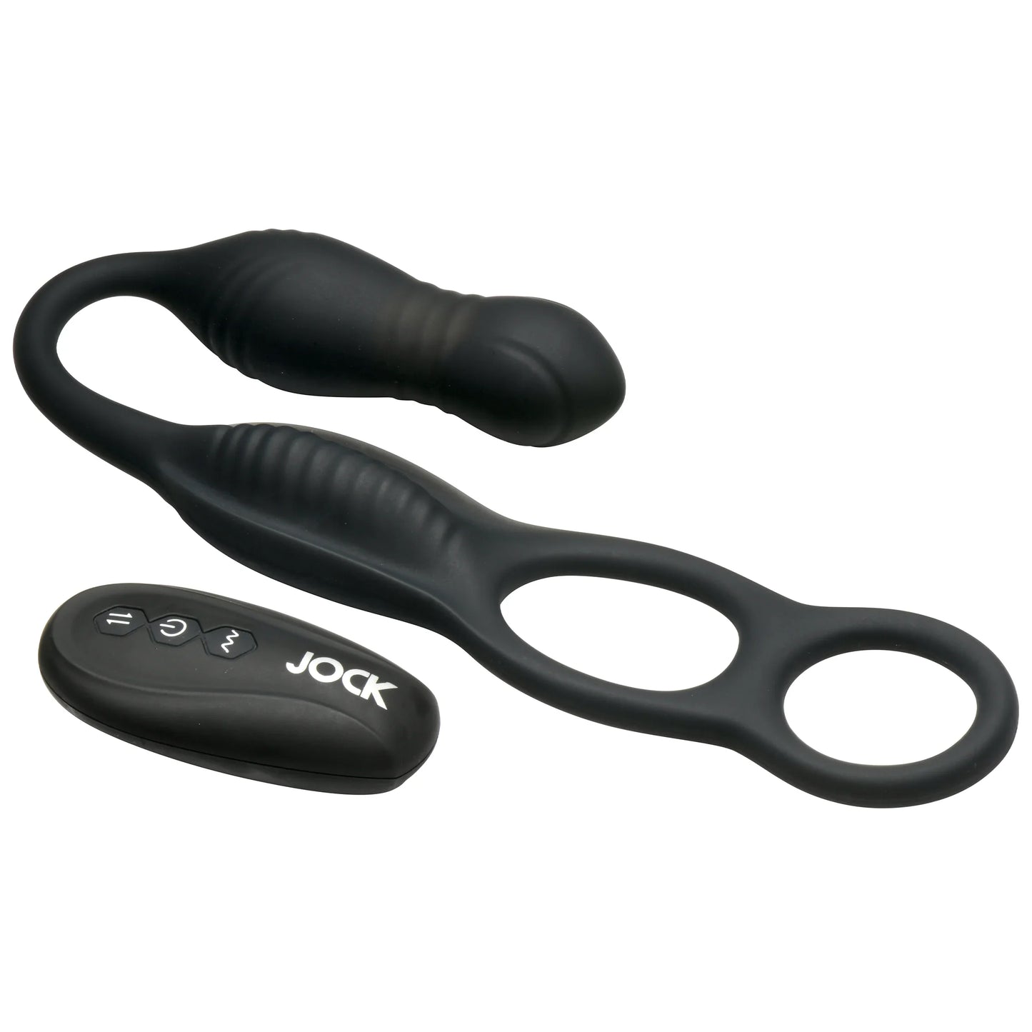 Curve Toys JOCK Hyper Thrusting & Vibrating Anal Plug with C-Ring