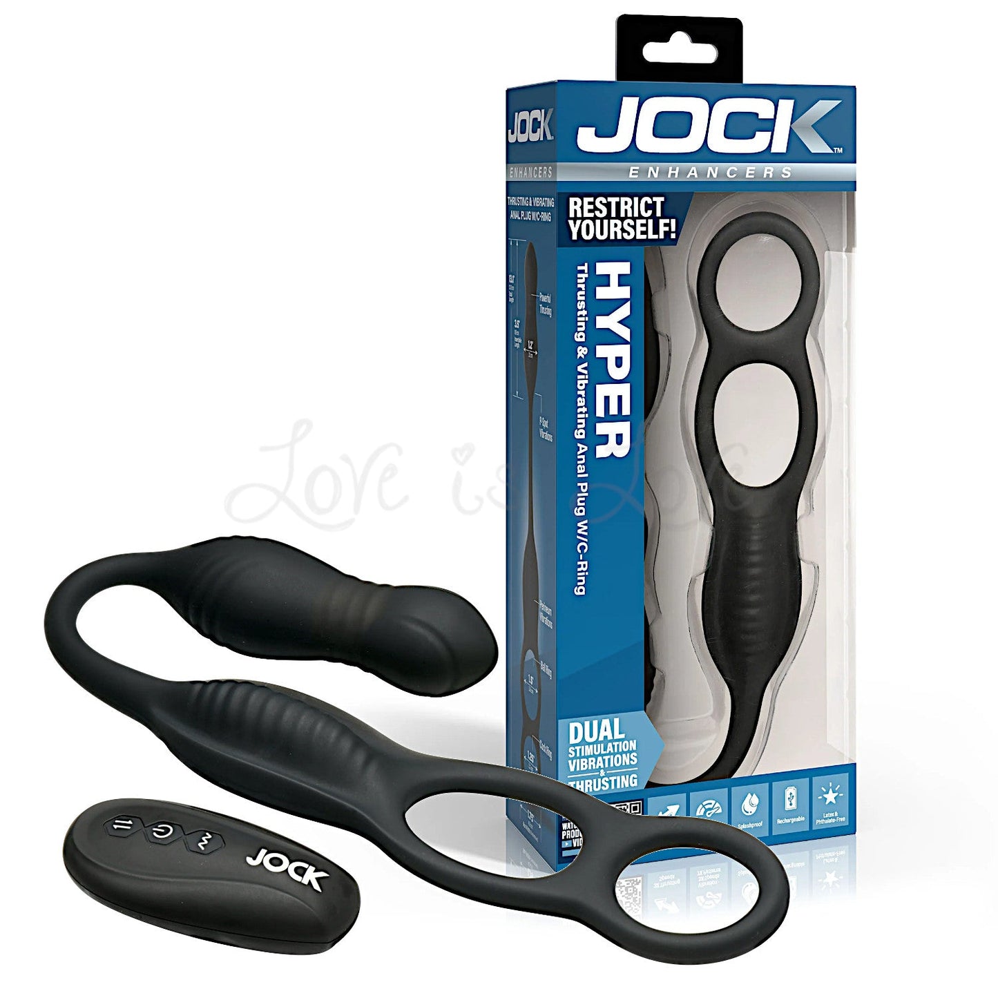 Curve Toys JOCK Hyper Thrusting & Vibrating Anal Plug with C-Ring