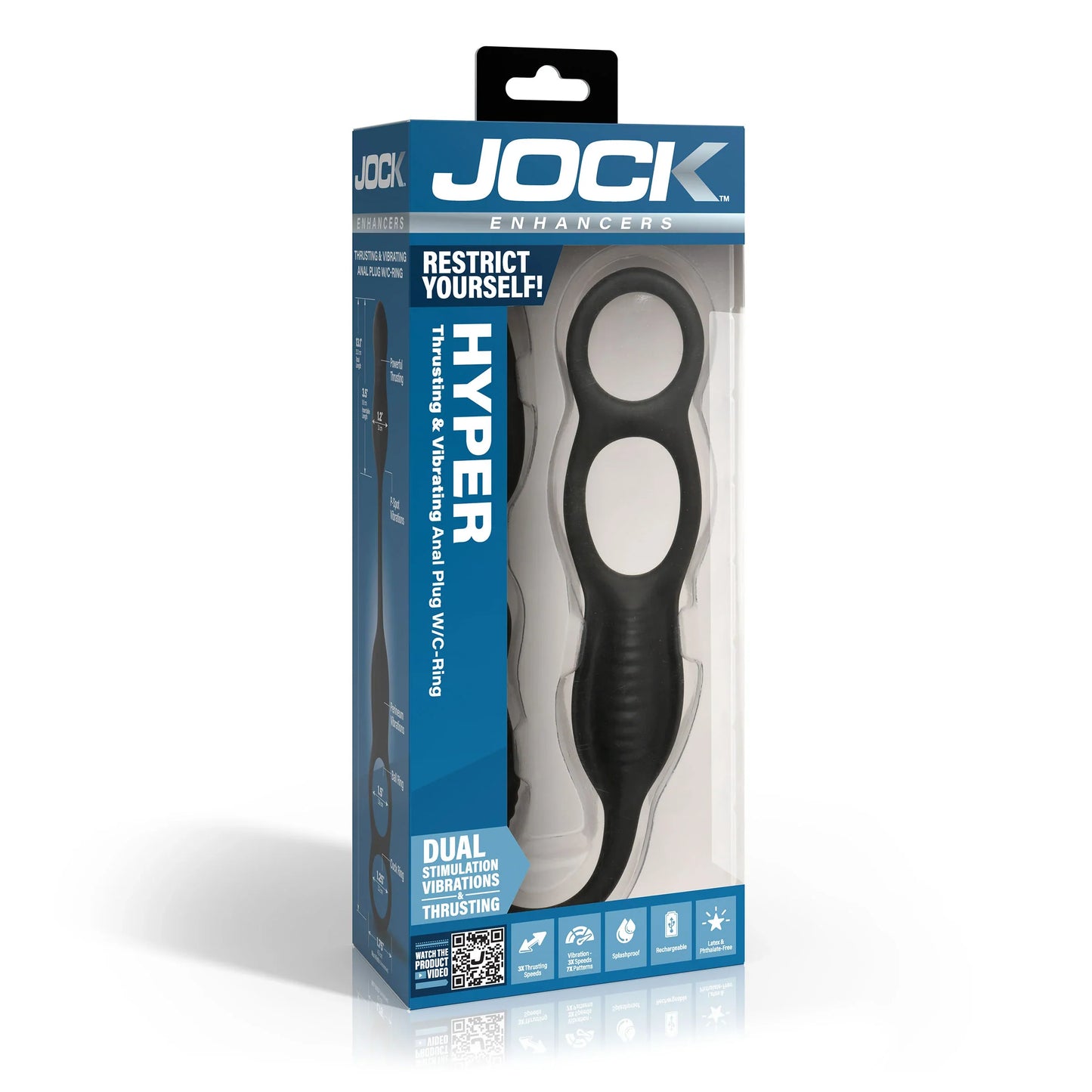 Curve Toys JOCK Hyper Thrusting & Vibrating Anal Plug with C-Ring