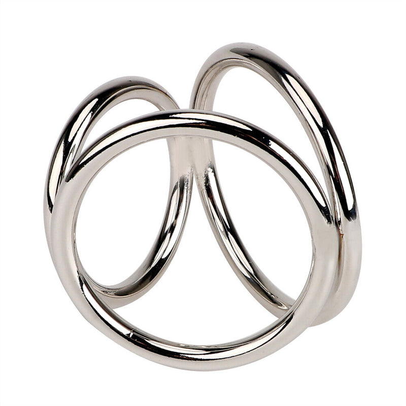 Chrome Plated Stainless Steel Cock Cage and Ball 3 Rings Small or Large