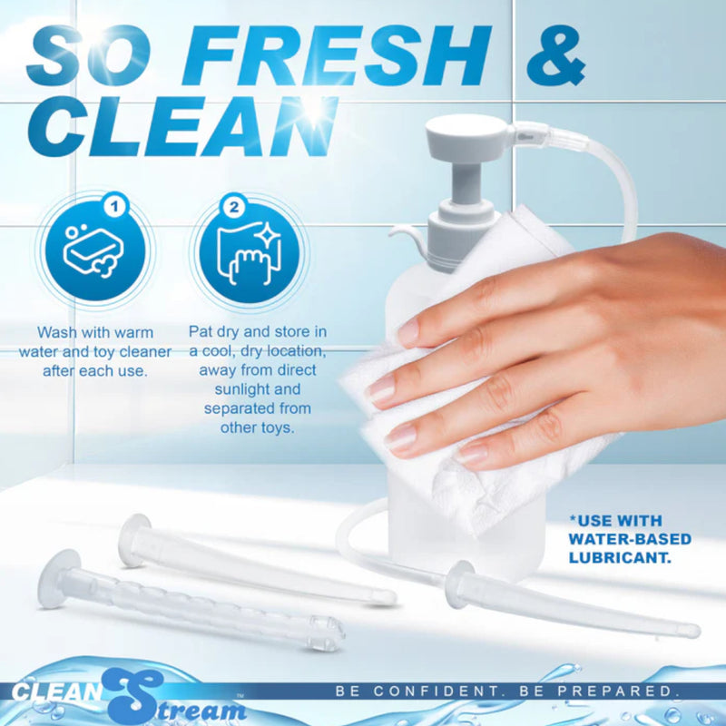 CleanStream Pump Action Enema Bottle with Nozzle 300ml  or XL Enema With 3 Attachments 600ML