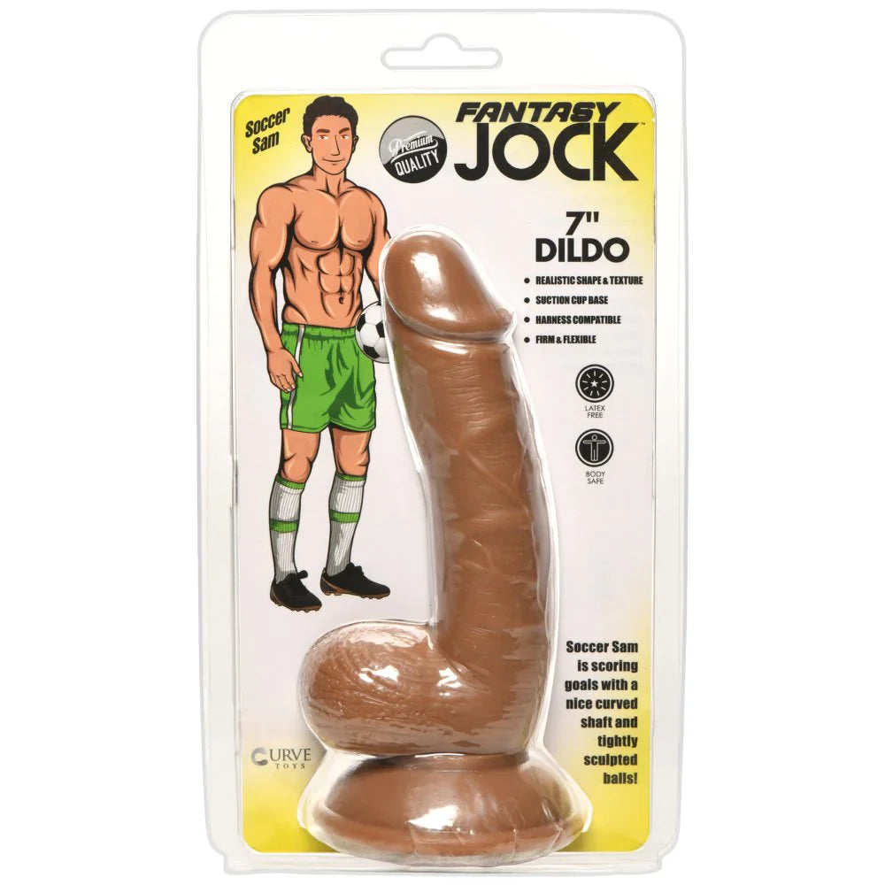 Curve Toys Jock Soccer Sam 7" Dildo with Balls Dark