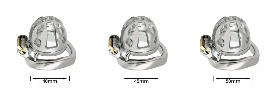 Small Stainless Steel Curved Ring Chastity Cock Cage #31C with 45 mm Ring