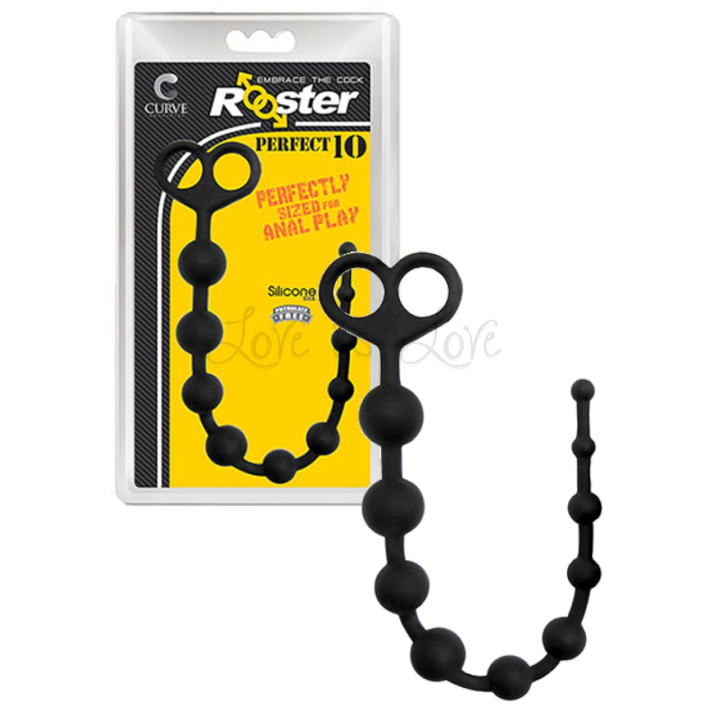 Curve Toys Rooster Perfect 10 Silicone Anal Beads Black
