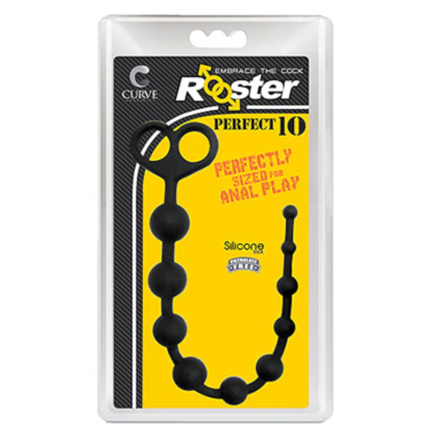 Curve Toys Rooster Perfect 10 Silicone Anal Beads Black