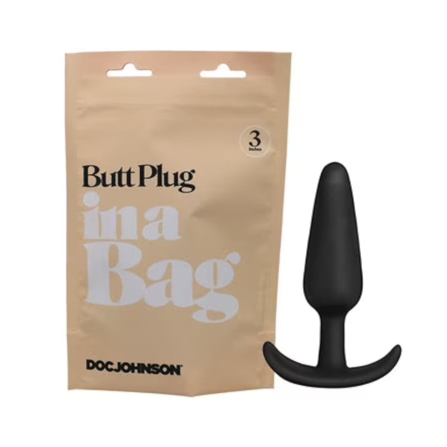 Doc Johnson In A Bag 3 Inch Butt Plug Silicone Black