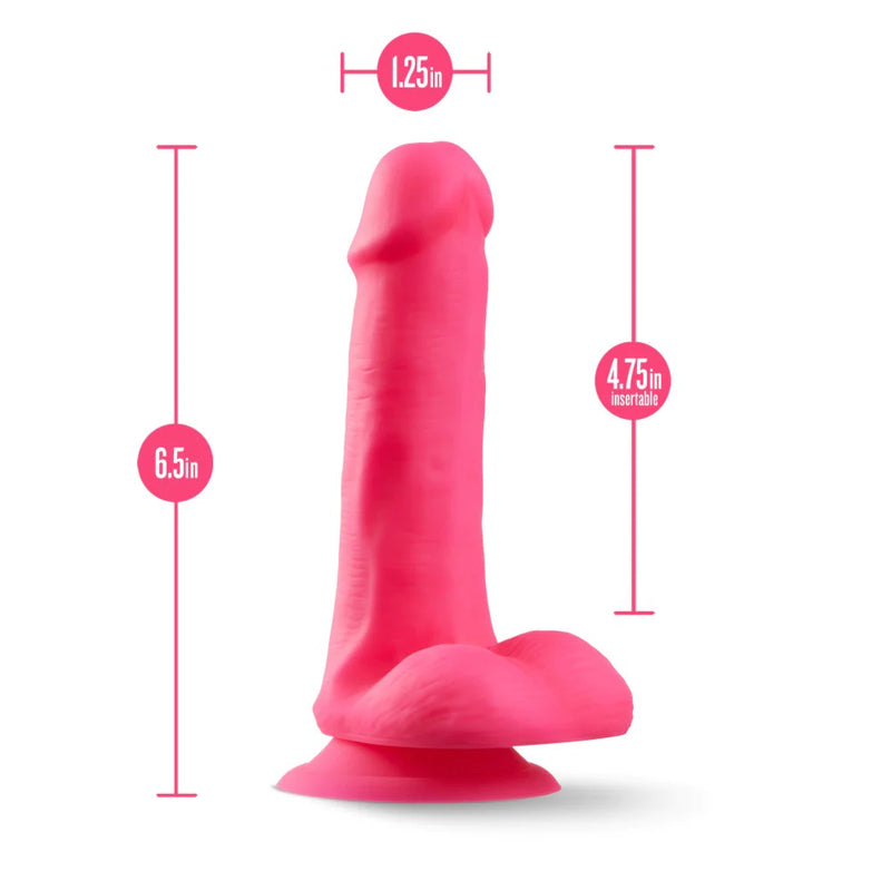 Blush Neo Elite Dual Density Platinum Cured Silicone Cock with Balls Neon Pink 6 Inch