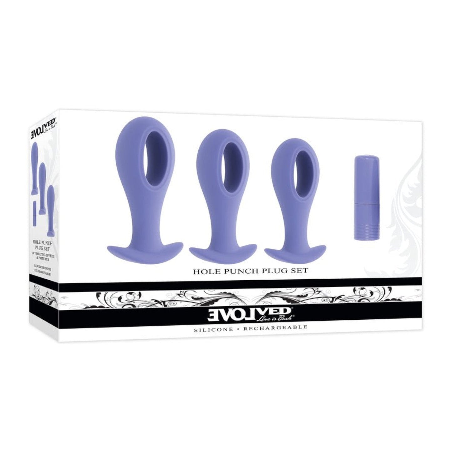 Evolved Hole Punch Silicone Plug Set With Removable Vibrating Bullet