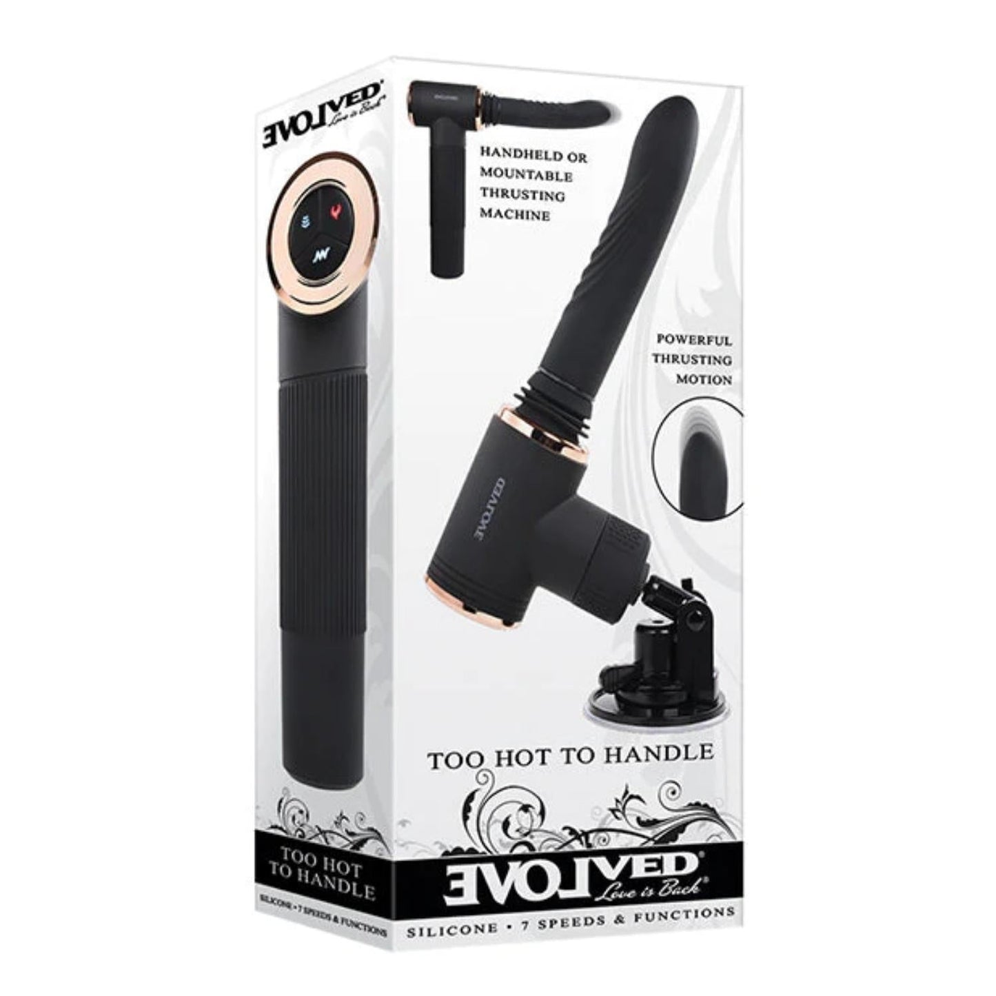 Evolved Too Hot To Handle USB Rechargeable Thrusting Sex Machine Black