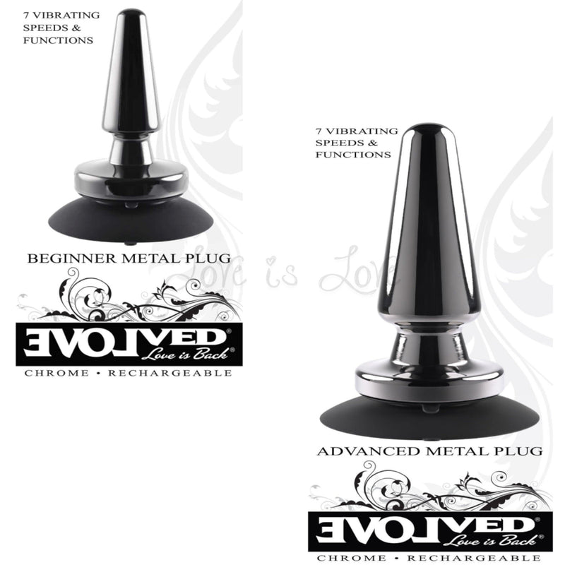 Evolved Vibrating Metal Anal Plug with Suction Cup Beginner or Advance