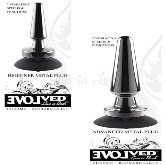 Evolved Vibrating Metal Anal Plug with Suction Cup Beginner or Advance