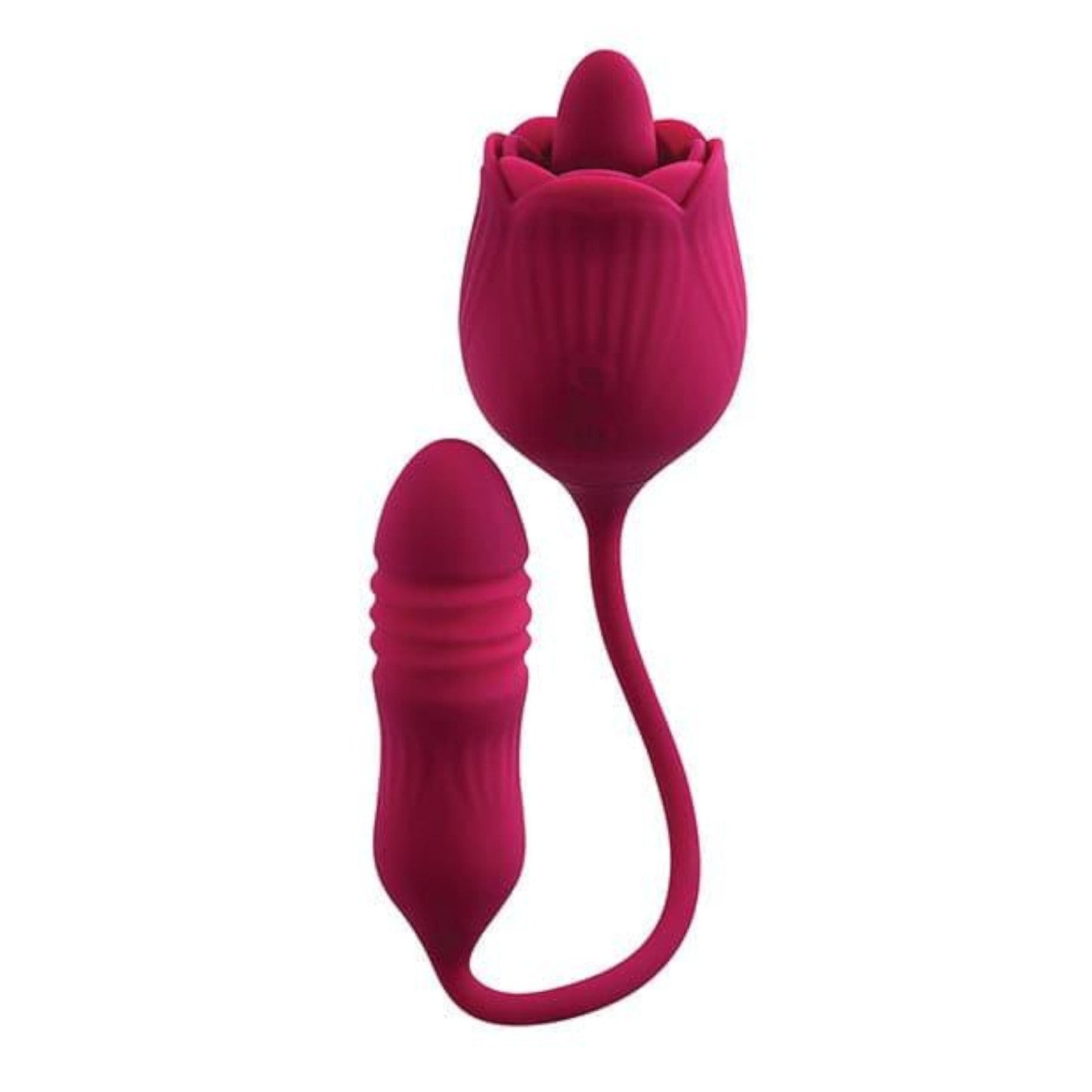 Evolved Wild Rose Flicking Tongue & Thrusting Bullet Vibrator Red