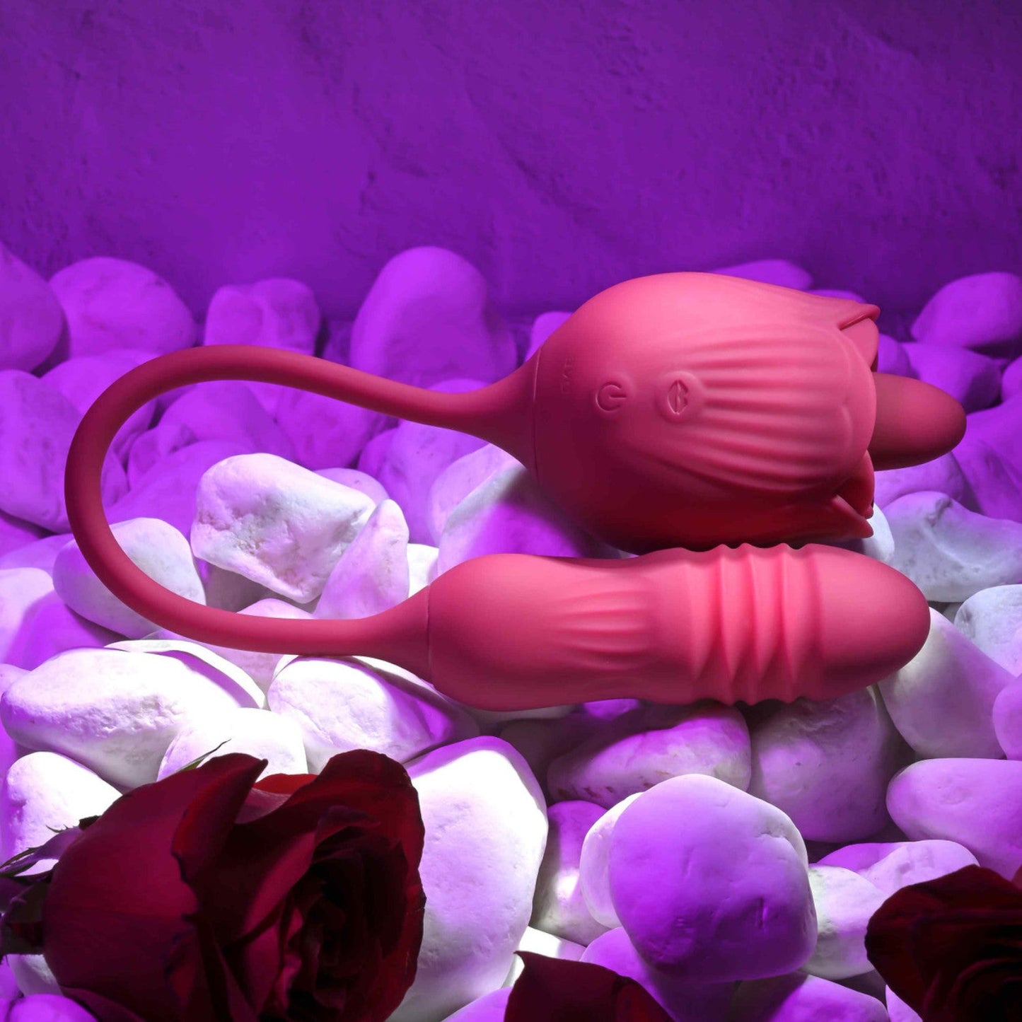 Evolved Wild Rose Flicking Tongue & Thrusting Bullet Vibrator Red