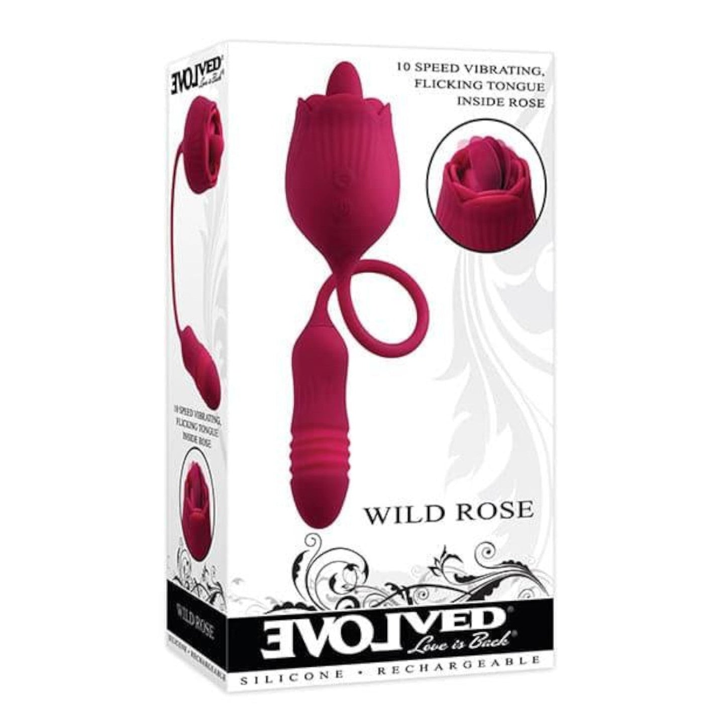 Evolved Wild Rose Flicking Tongue & Thrusting Bullet Vibrator Red