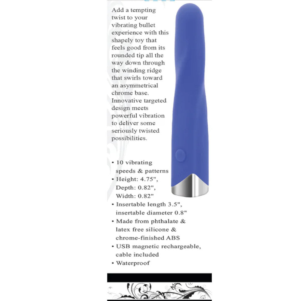 Evolved Twisted Temptation Rechargeable Silicone Bullet Vibrator Blue