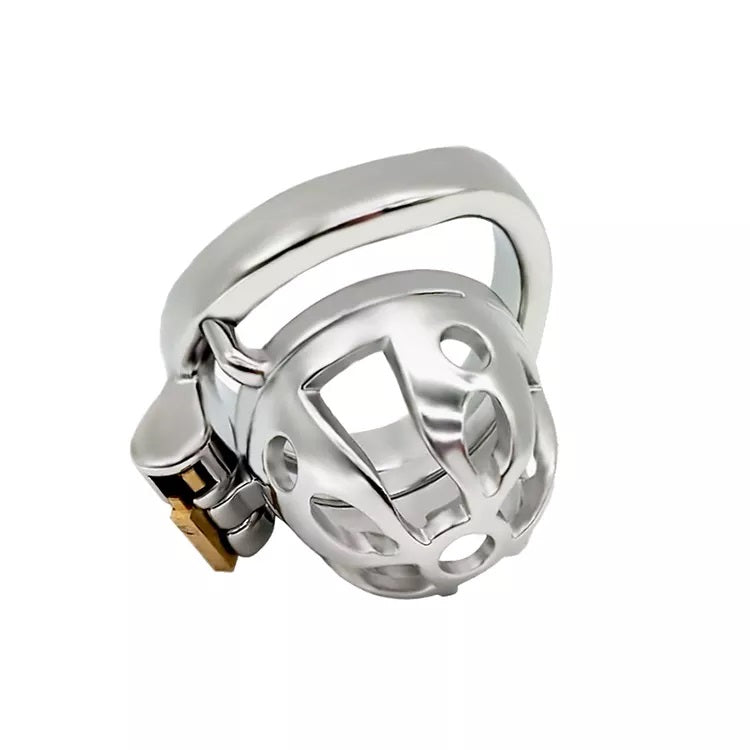 Small Stainless Steel Curved Ring Chastity Cock Cage #31C with 45 mm Ring