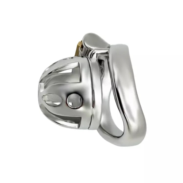 Small Stainless Steel Curved Ring Chastity Cock Cage #31C with 45 mm Ring