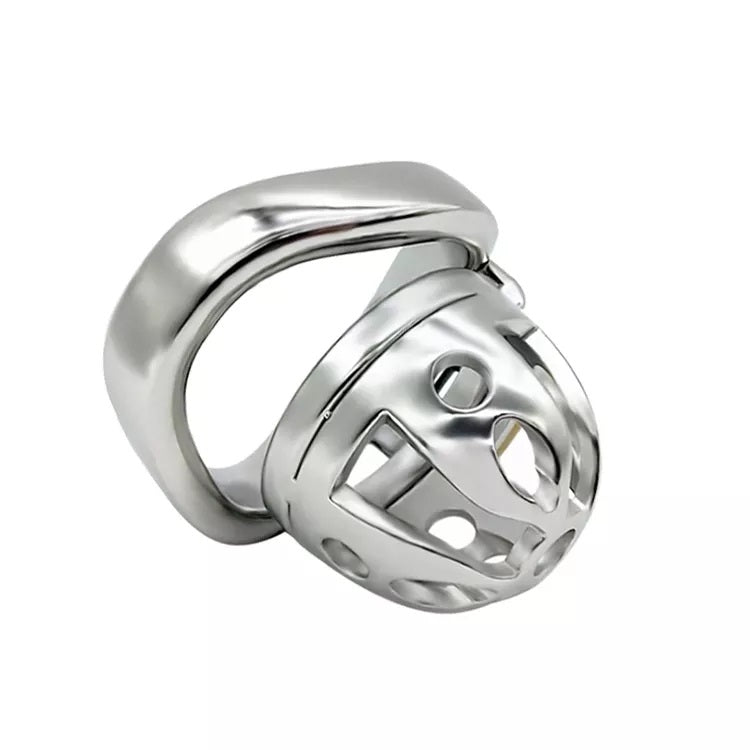 Small Stainless Steel Curved Ring Chastity Cock Cage #31C with 45 mm Ring