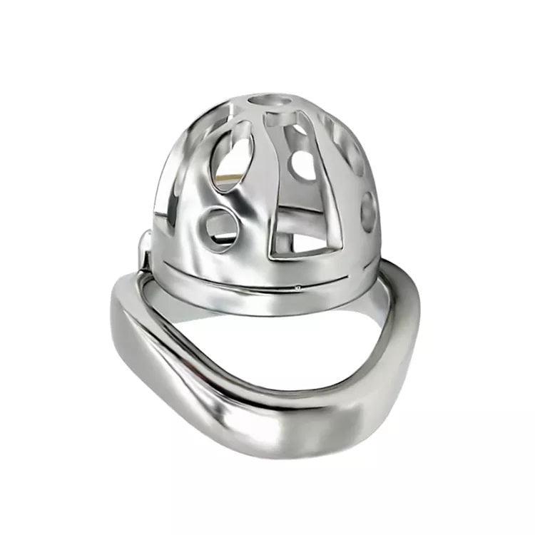 Small Stainless Steel Curved Ring Chastity Cock Cage #31C with 45 mm Ring